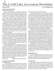 Cover of Summer 2020 Lovell Lake Association Newsletter